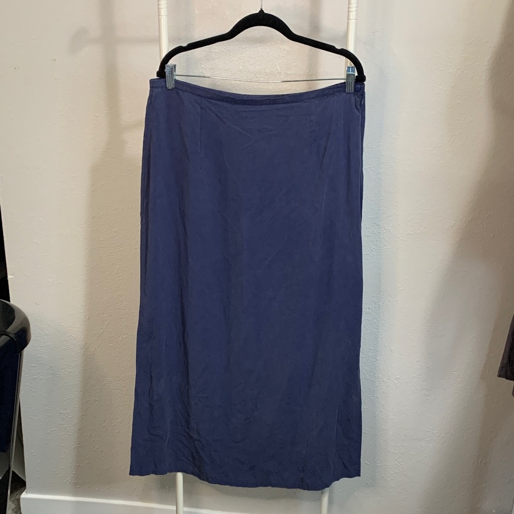 Vintage Sarah b Studio Elegant Blue Women's Maxi Skirt 100% Silk
